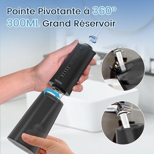 Detalle de Vimmk Jet dentaire rechargeable, 5 modes, 8 embouts et réservoir de 300 ml
