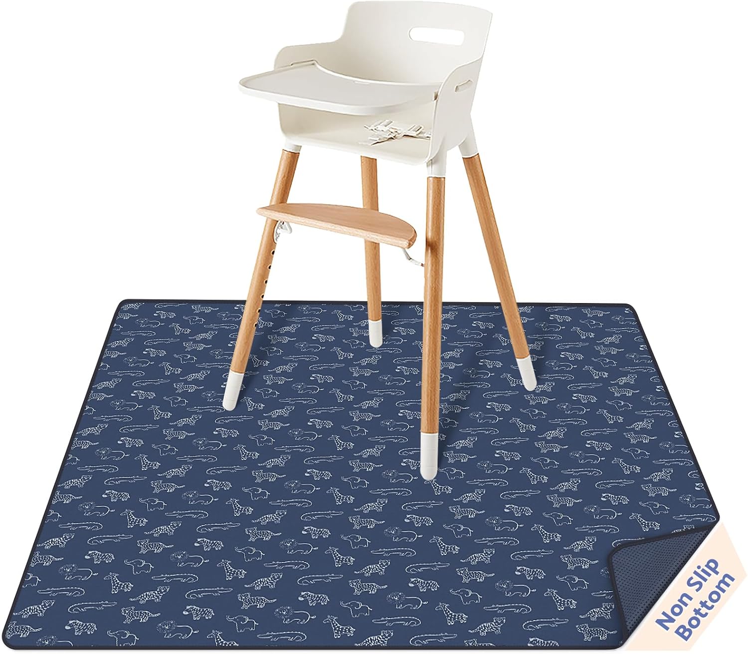 Detalle de Blissful Diary Safari Baby Splat Mat for Under High Chair (128 x 128 cm) – Waterproof, Anti-Slip and Washable