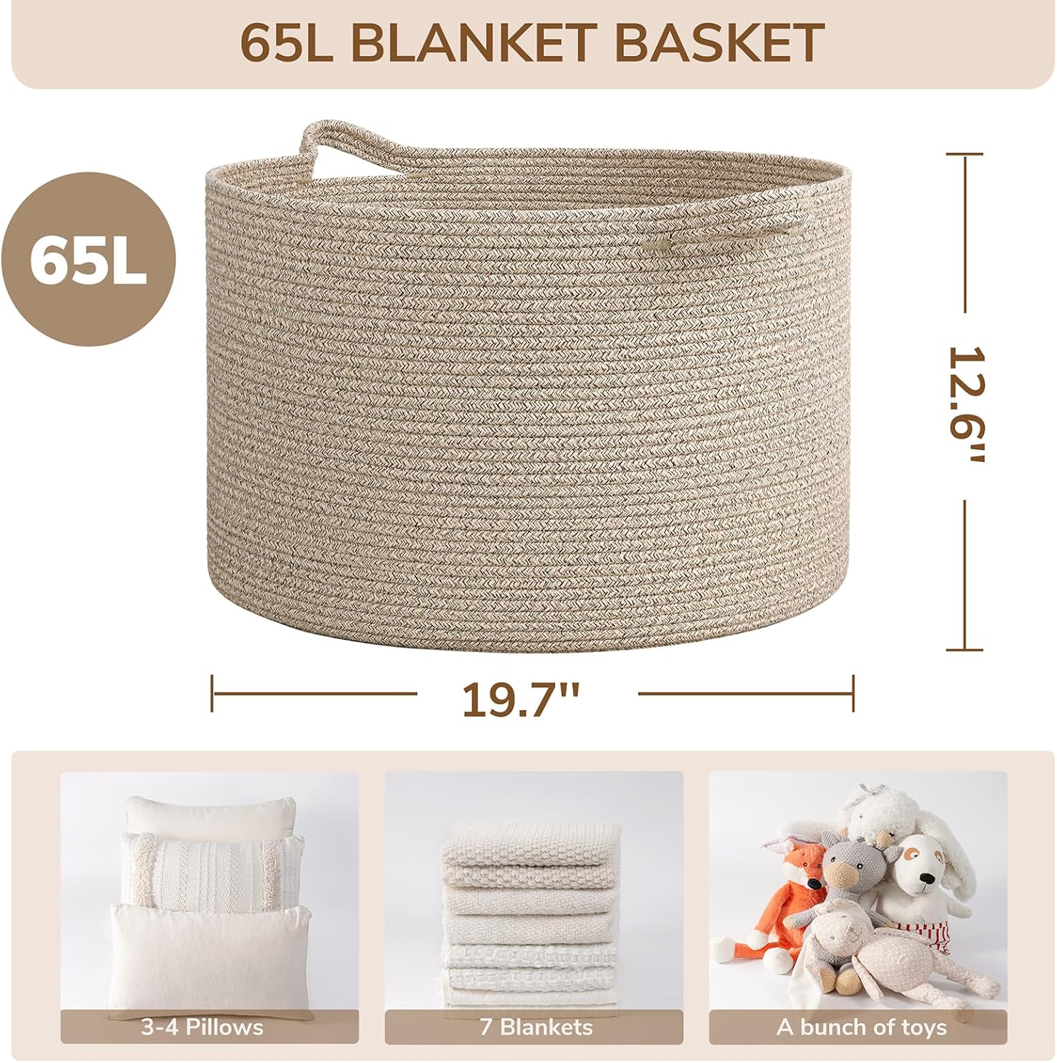 Thumbnail 1 de INDRESSME Woven Storage Basket 65L
