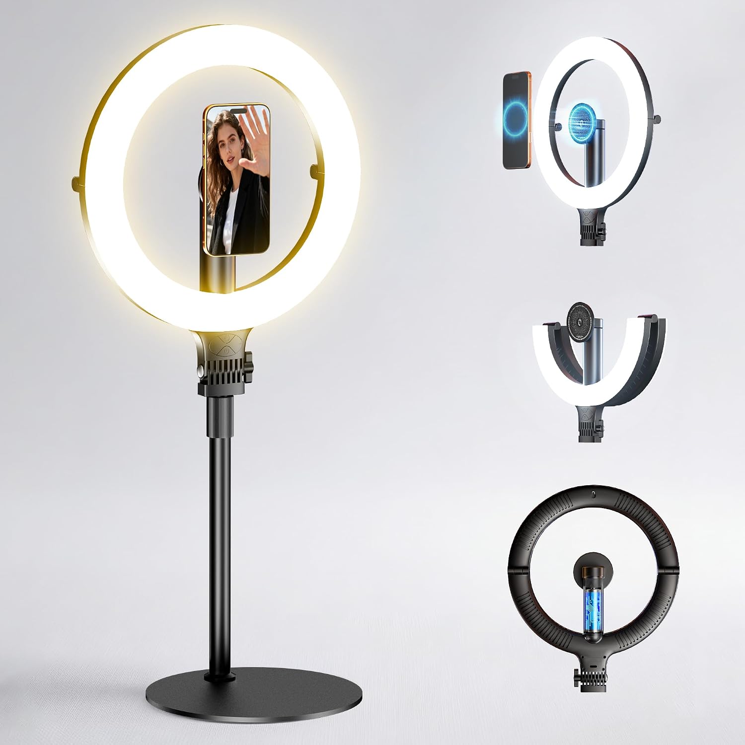 Detalle de NiceVeedi Magnetic Desk Ring Light, 5000mAh