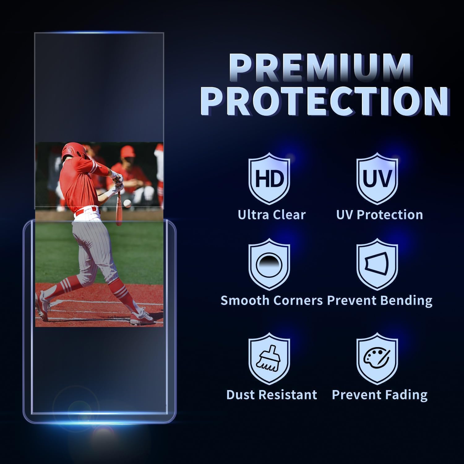 Detalle 2 de 200 Card Sleeves Hard Plastic Premium Baseball Card Sleeves (3" x 4"), 100 Hard + 100 Soft Sleeves