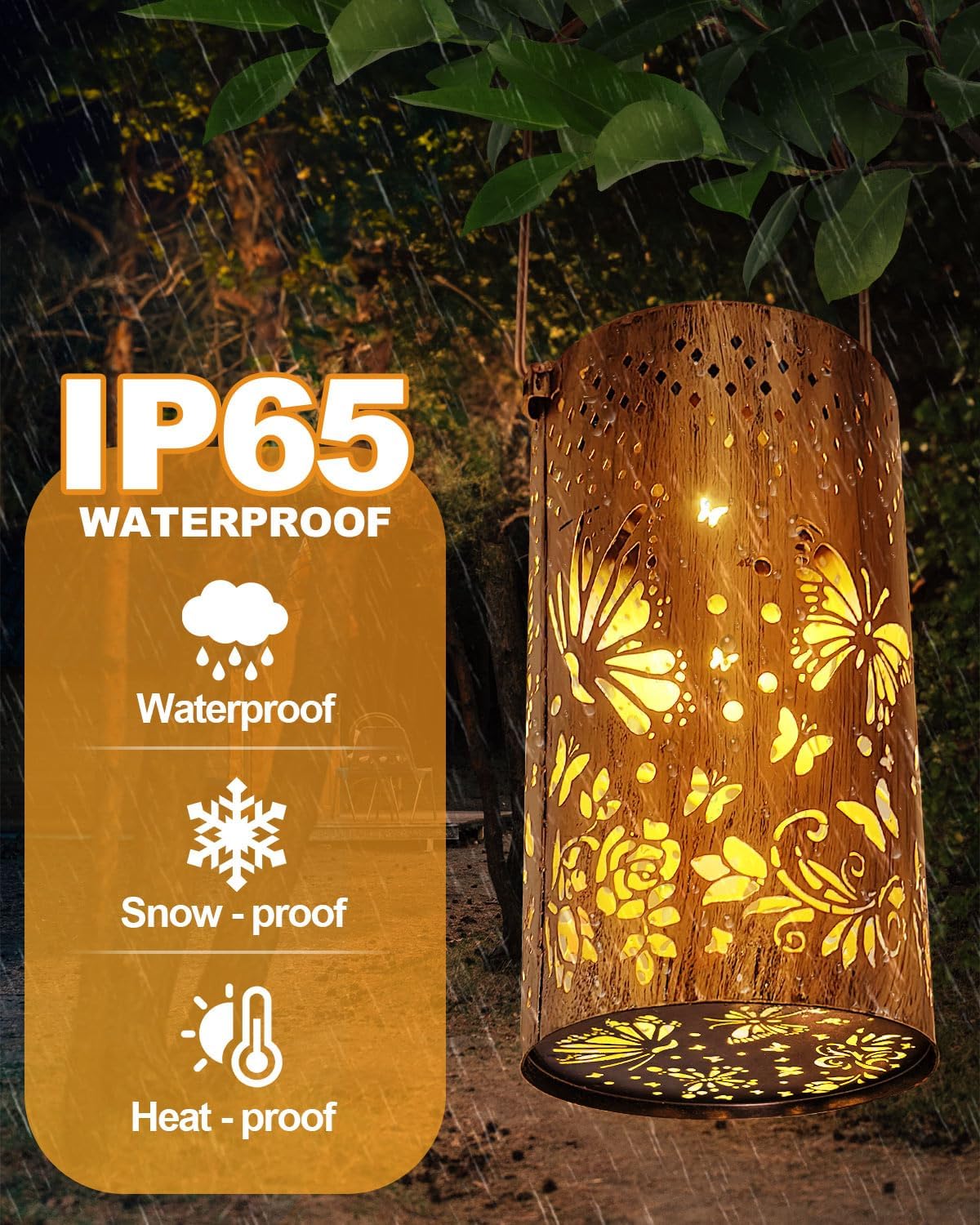 Thumbnail 4 de Solar Lantern Outdoor Garden — Butterfly & Rose, IP65, 800mAh