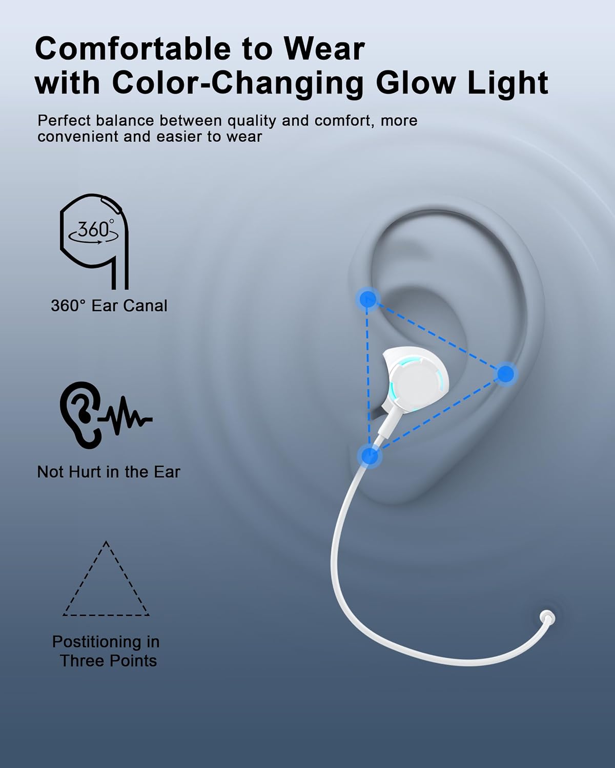 Detalle de esbeecables ES-FBAUS163 USB-C Wired Earbuds, 2-Pack with Mic and Glow Lights