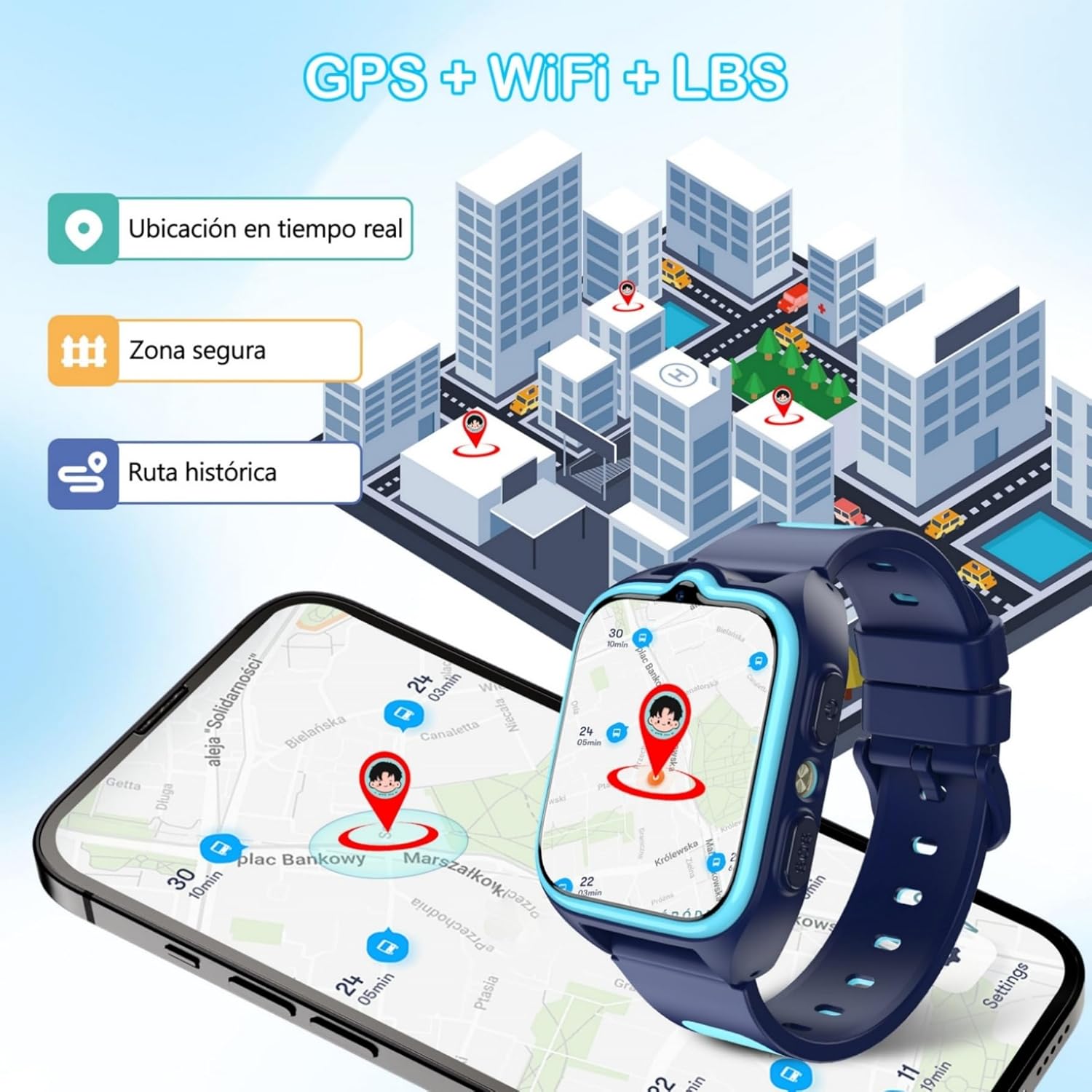 Thumbnail 1 de IOWODO 4G Reloj Inteligente Niño con GPS