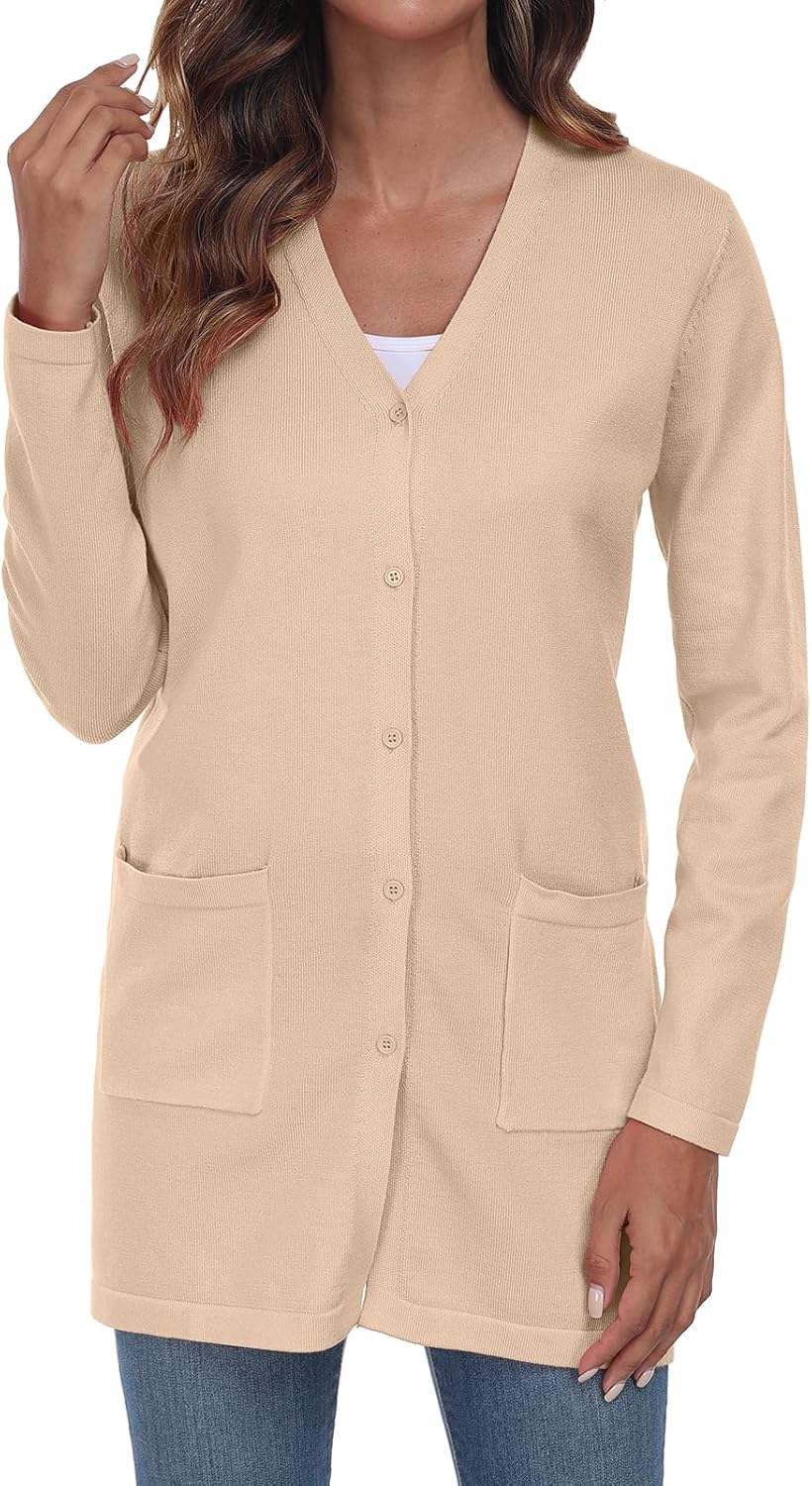 Thumbnail 3 de YUNDAI Women's Open Front Lightweight Cardigan with Pockets – UK Long Sleeve Knit