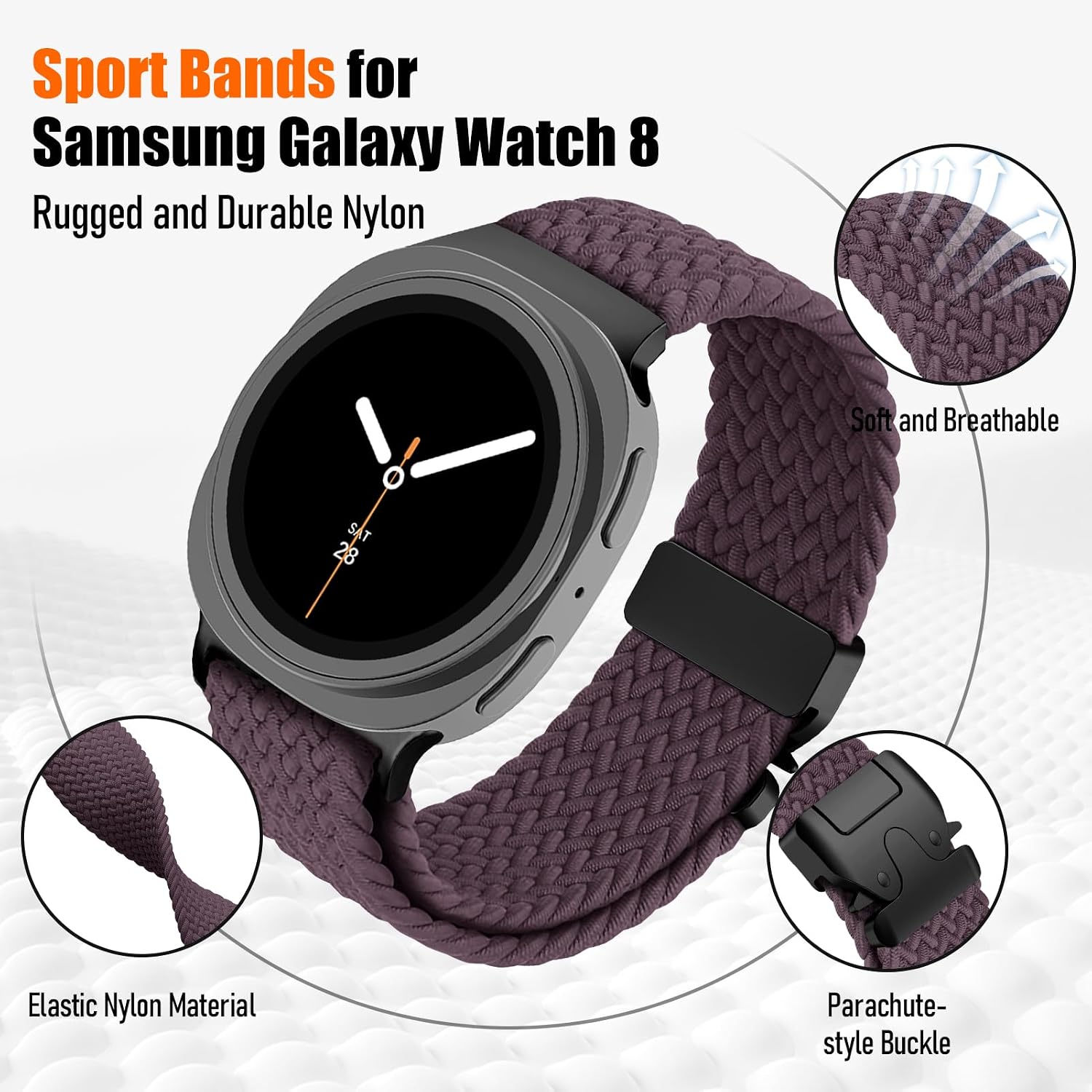 Thumbnail 2 de SOLOLUP Braided Straps for Samsung Galaxy Watch 8/8 Classic – Nylon Stretch Band