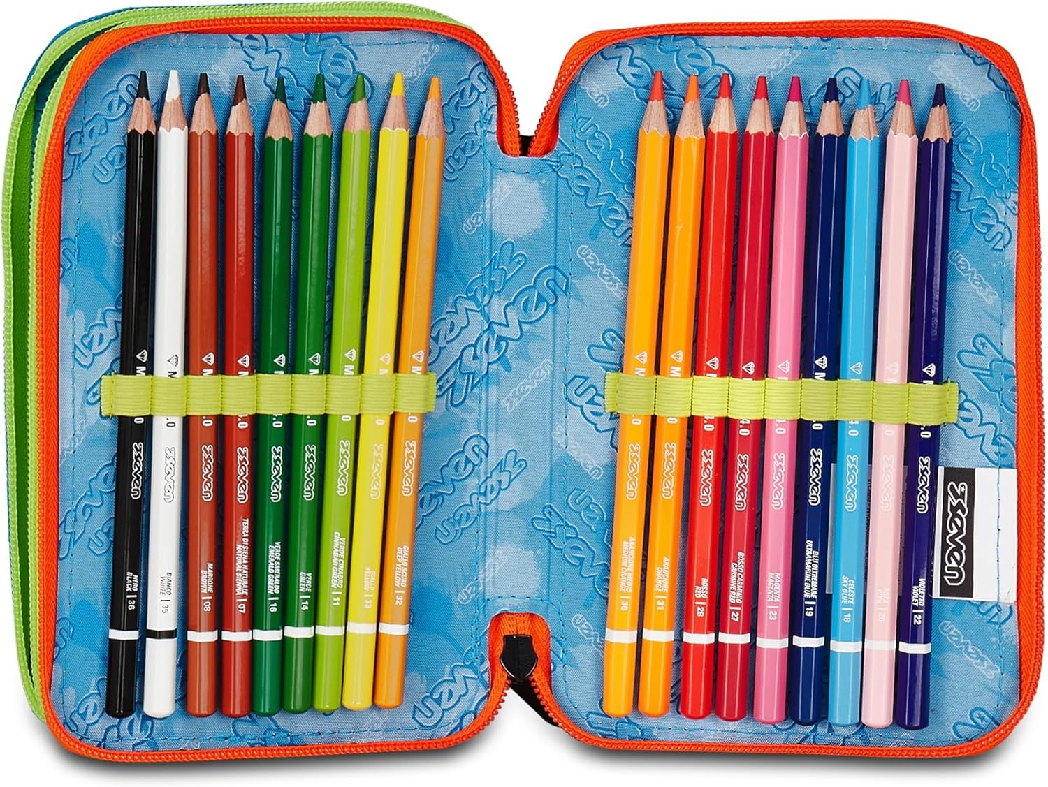 Thumbnail 4 de Seven Trousse d'école 3 Zip Scribbled Flame Bleu – 45 pièces et triple compartiment