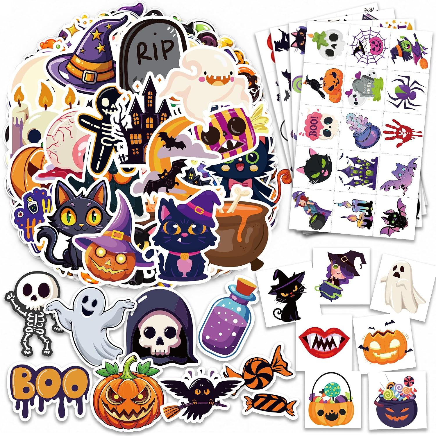 Detalle de Halloween Sticker and Tattoo Set, 160 Pieces