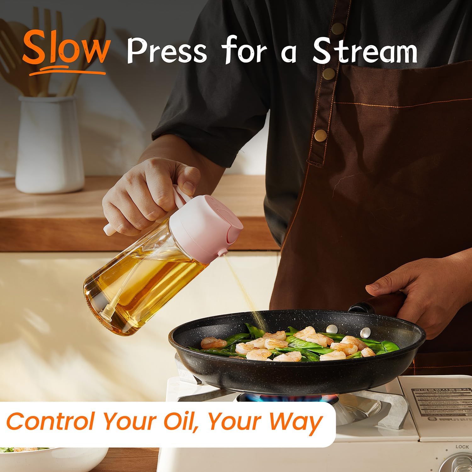 Thumbnail 2 de TrendPlain 16oz Ölsprüher für Speiseöl (470 ml) – 2-in-1 Ölspender & Ölsprüher für Küche, Salat und Grill (Rosé)