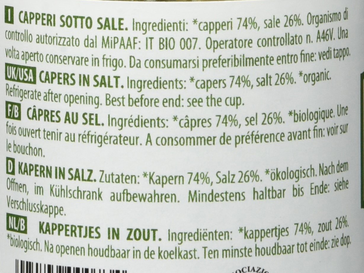 Detalle 1 de IL NUTRIMENTO Kapern in Meersalz – Handgeerntet, Bio & vegan – 6 x 100 g