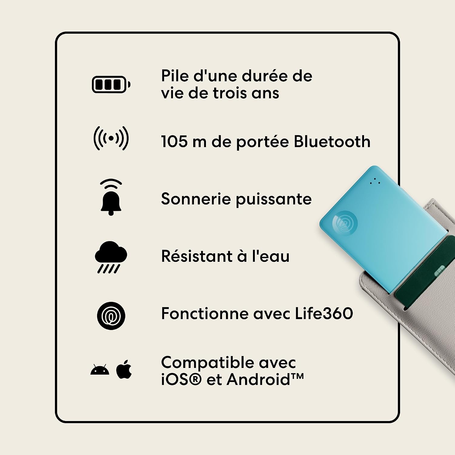 Thumbnail 6 de Life360 Tile Slim Aqua Lemon : Détecteur ultrafin pour portefeuille, bagages et objets personnels