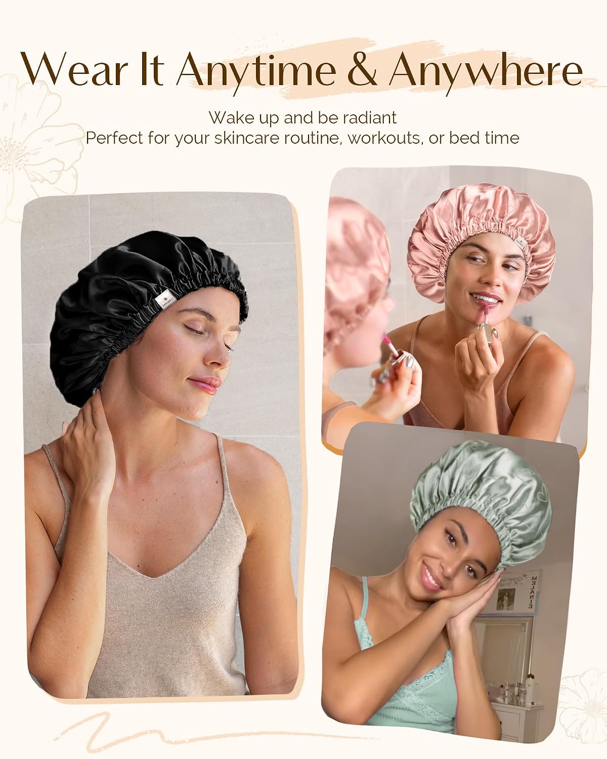 Thumbnail 5 de YANIBEST Adjustable Satin Bonnet, Double-Layer Sleep Hair Cover