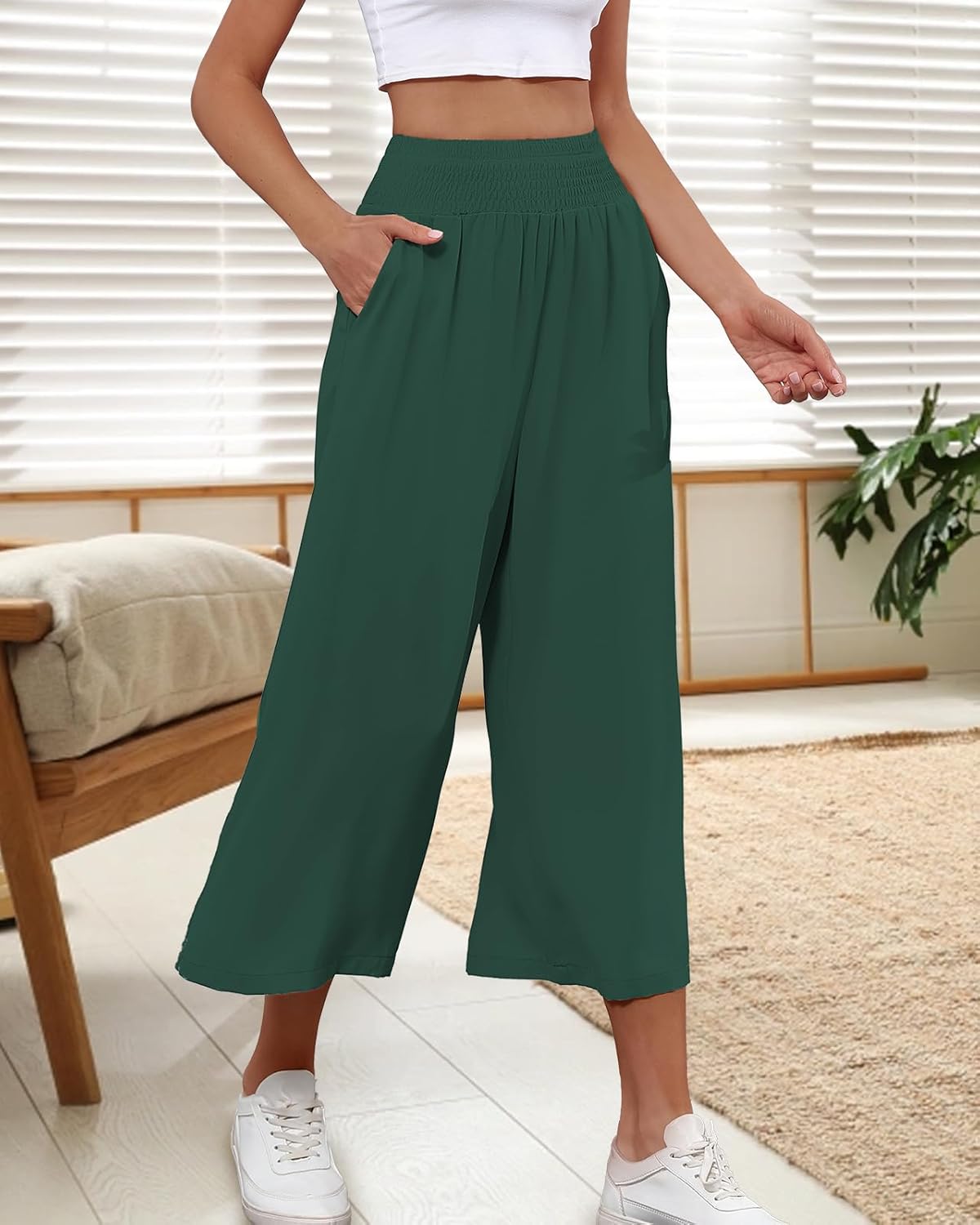 Thumbnail 2 de HMIYA Damen 3/4 Culotte Hose – Leichte Sommerhose mit Weitem Bein