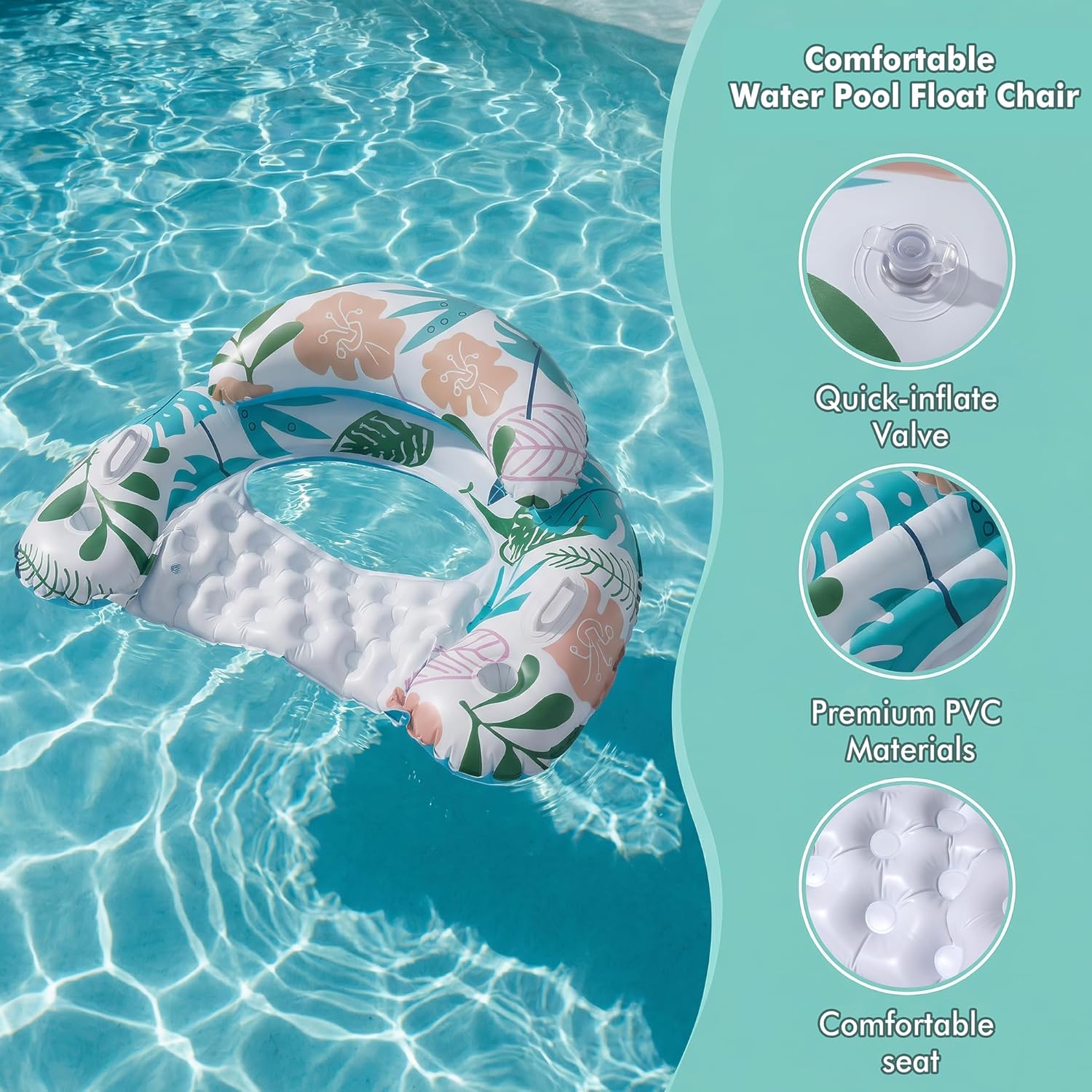 Thumbnail 5 de OKSUWATER 2-Pack Adult Pool Float Chairs with Cup Holders & Handles