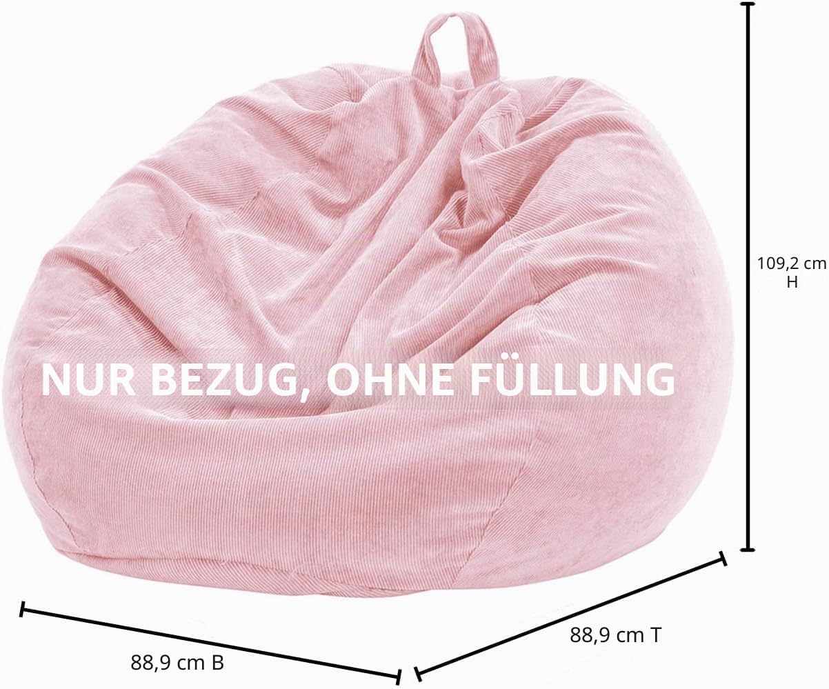 Detalle de Nobildonna Sitzsackstuhl für Kinder und Erwachsene (nur Bezug) aus Premium-Kordsamt, 110 x 89 cm
