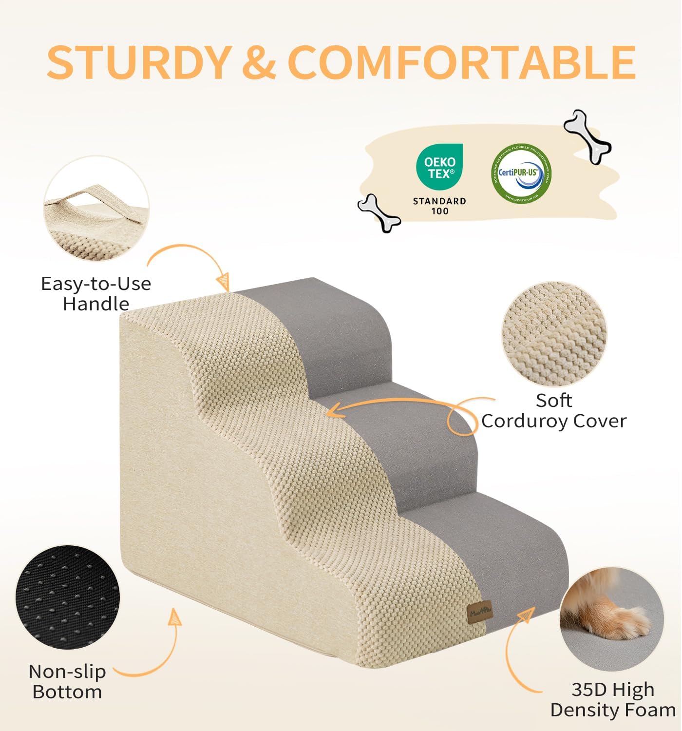 Detalle 1 de Made4Pets 4-Step Pet Stair for 19.7 in Bed