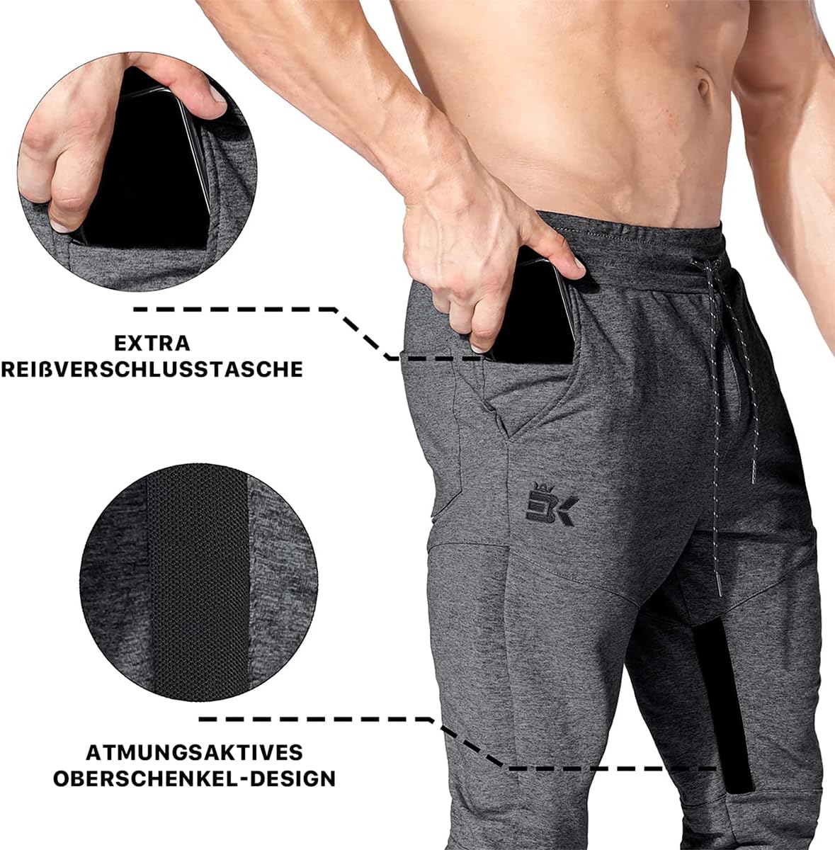Thumbnail 2 de BROKIG Herren Jogginghose Baumwolle Sporthose Slim Fit