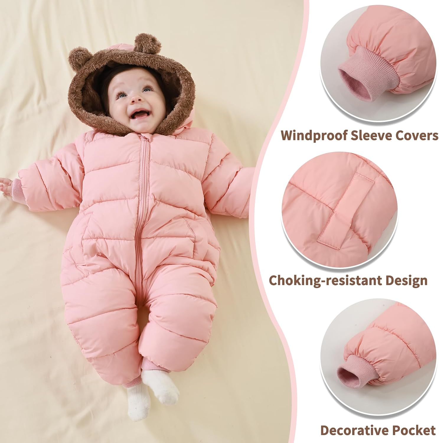 Detalle 2 de XIFAMNIY Baby Snowsuit Fleece-Lined