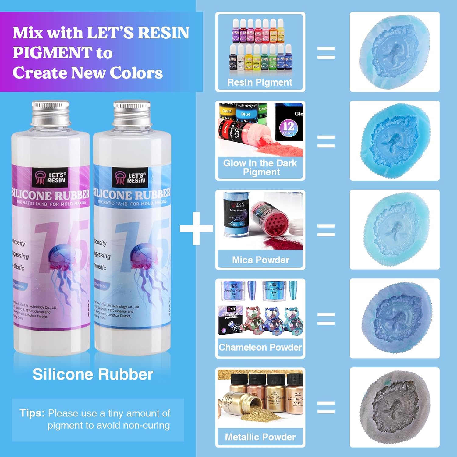 Detalle de LET'S RESIN 580g Silicone Mould Making Kit – Translucent, 1:1 by Weight, Fast Cure