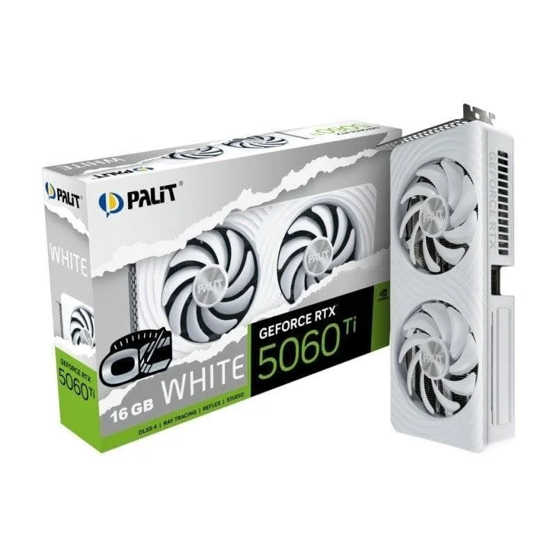 Detalle de Palit GeForce RTX 5060 Ti White OC 16GB GDDR7 Reflex 2 RTX AI DLSS4