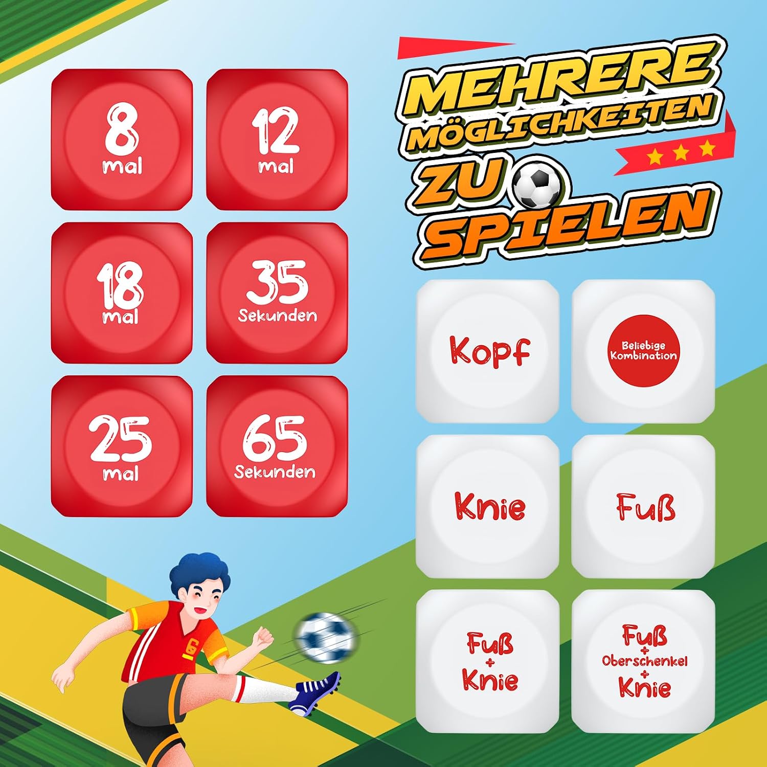 Thumbnail 3 de HappyKidsClub Fussball Trainingszubehör – 2er Set Würfel inkl. Trainingsideen (EVA)