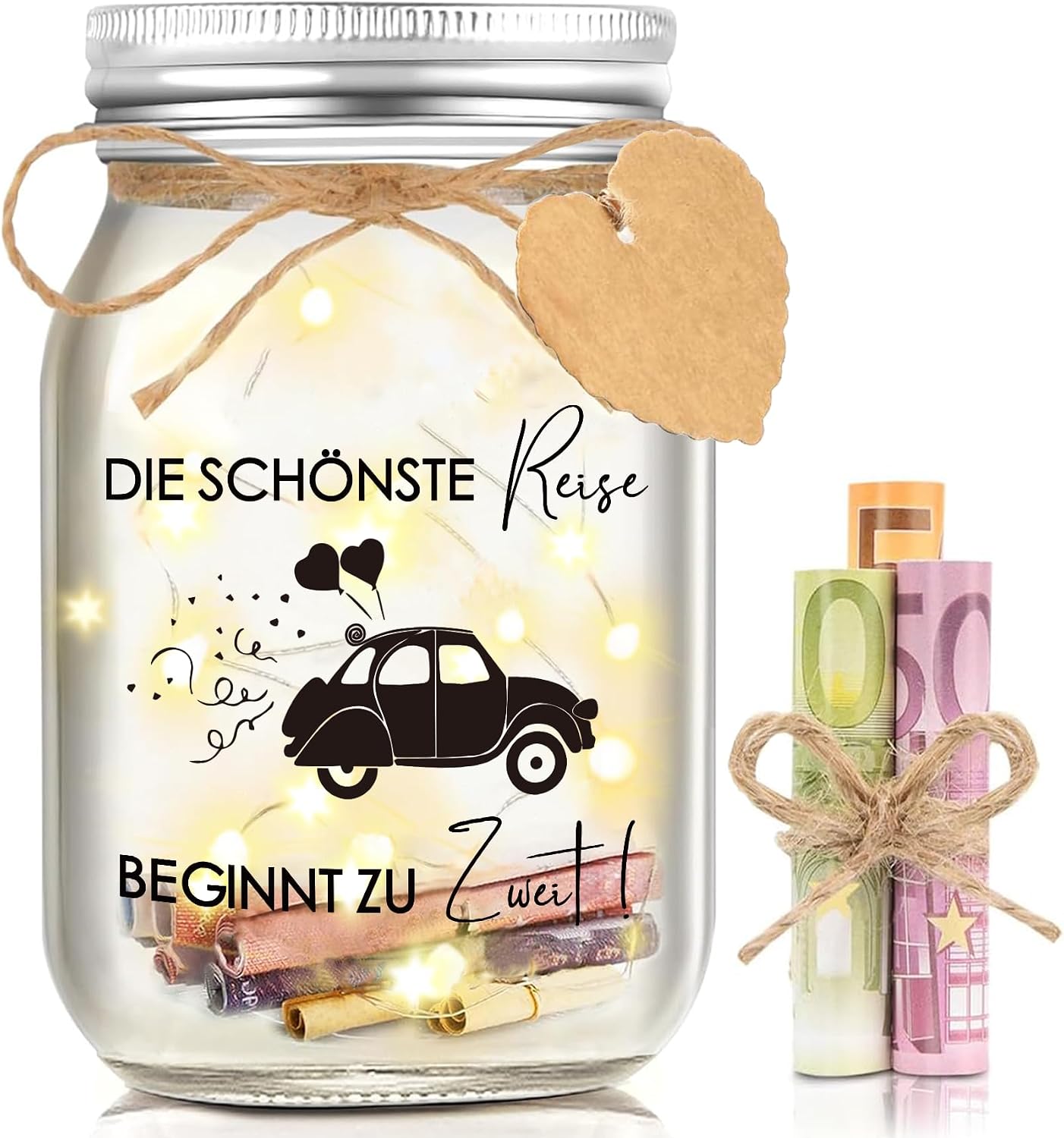 Detalle de Hiipeefeel LED Flaschenlicht Geldgeschenk Hochzeit – Verlobungsgeschenk für Brautpaar