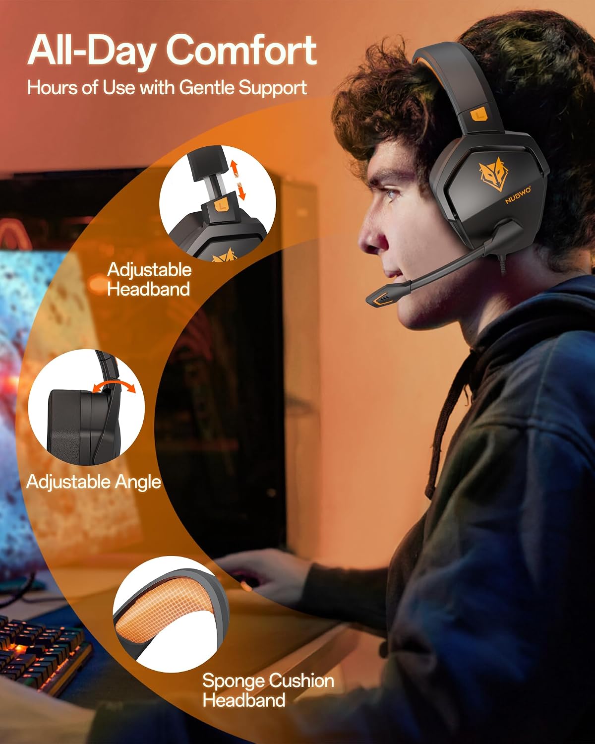 Thumbnail 2 de NUBWO N16 Gaming-Headset mit 50 mm
