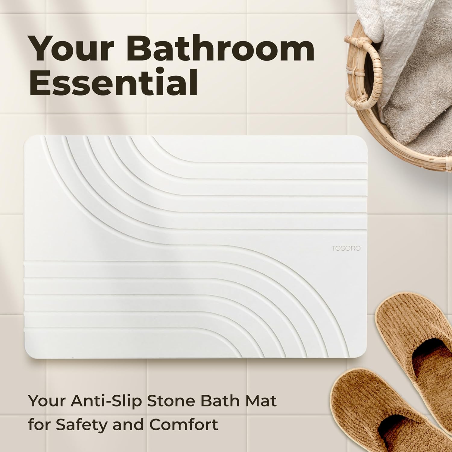 Thumbnail 6 de TOSORO Diatomaceous Earth Stone Bath Mat (23.5 x 15) in Sandstone