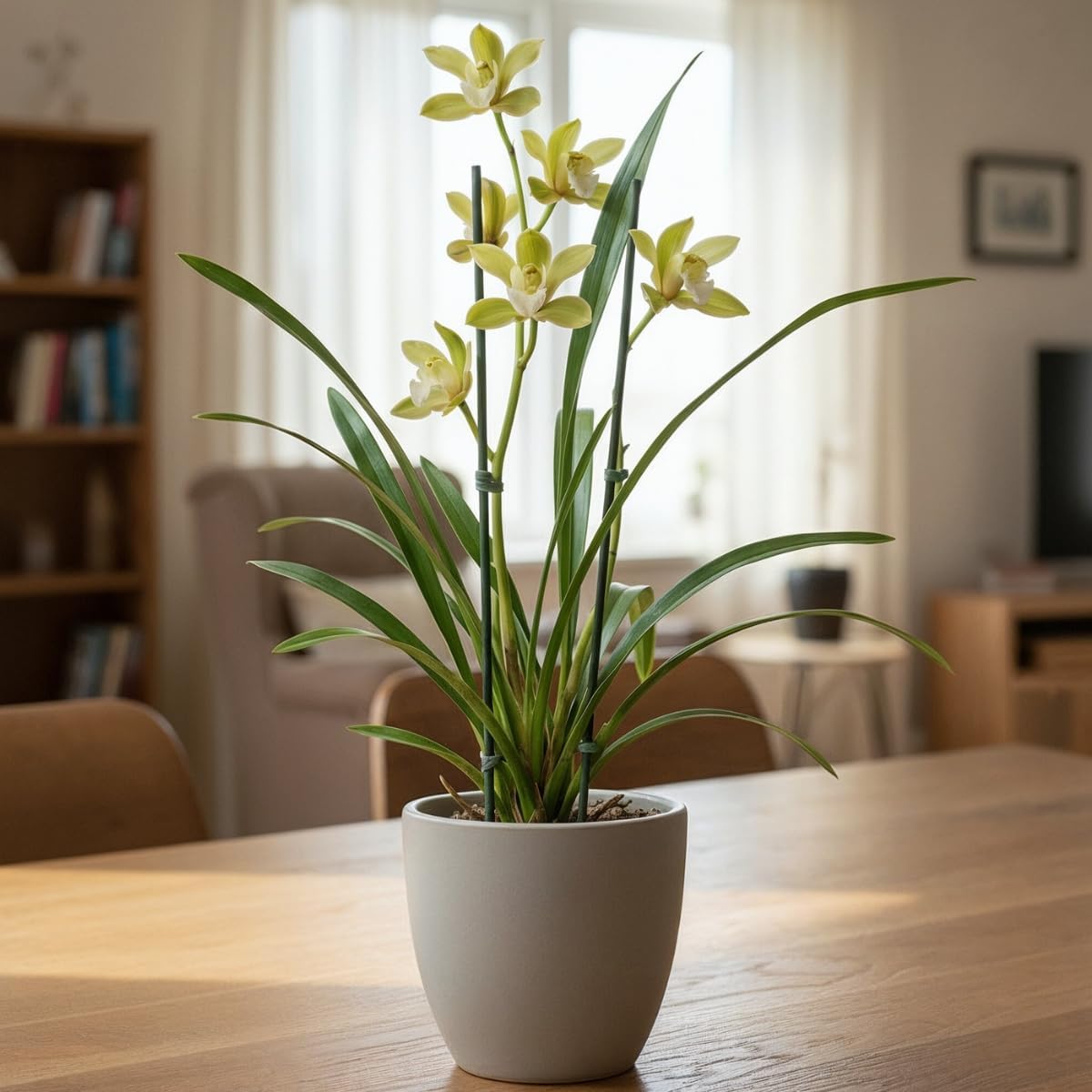 Detalle de DUTCH BULBS EXCLUSIVE PLANTS FROM HOLLAND 8720364058753 Orange Cymbidium Orchid, 60–70 cm
