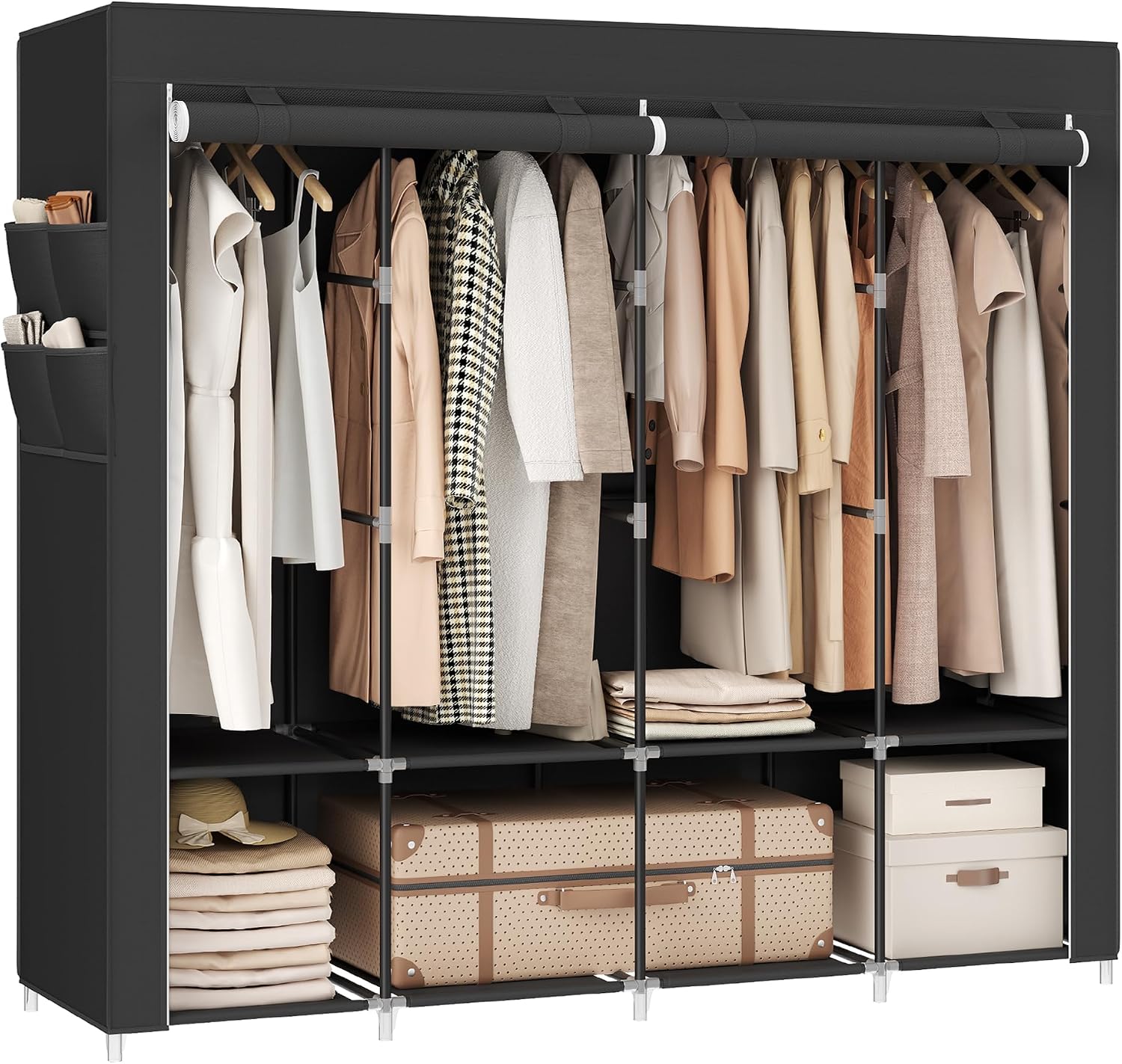 Detalle de SONGMICS RYG094B02 portable clothes wardrobe 170×45×167 cm 🚪