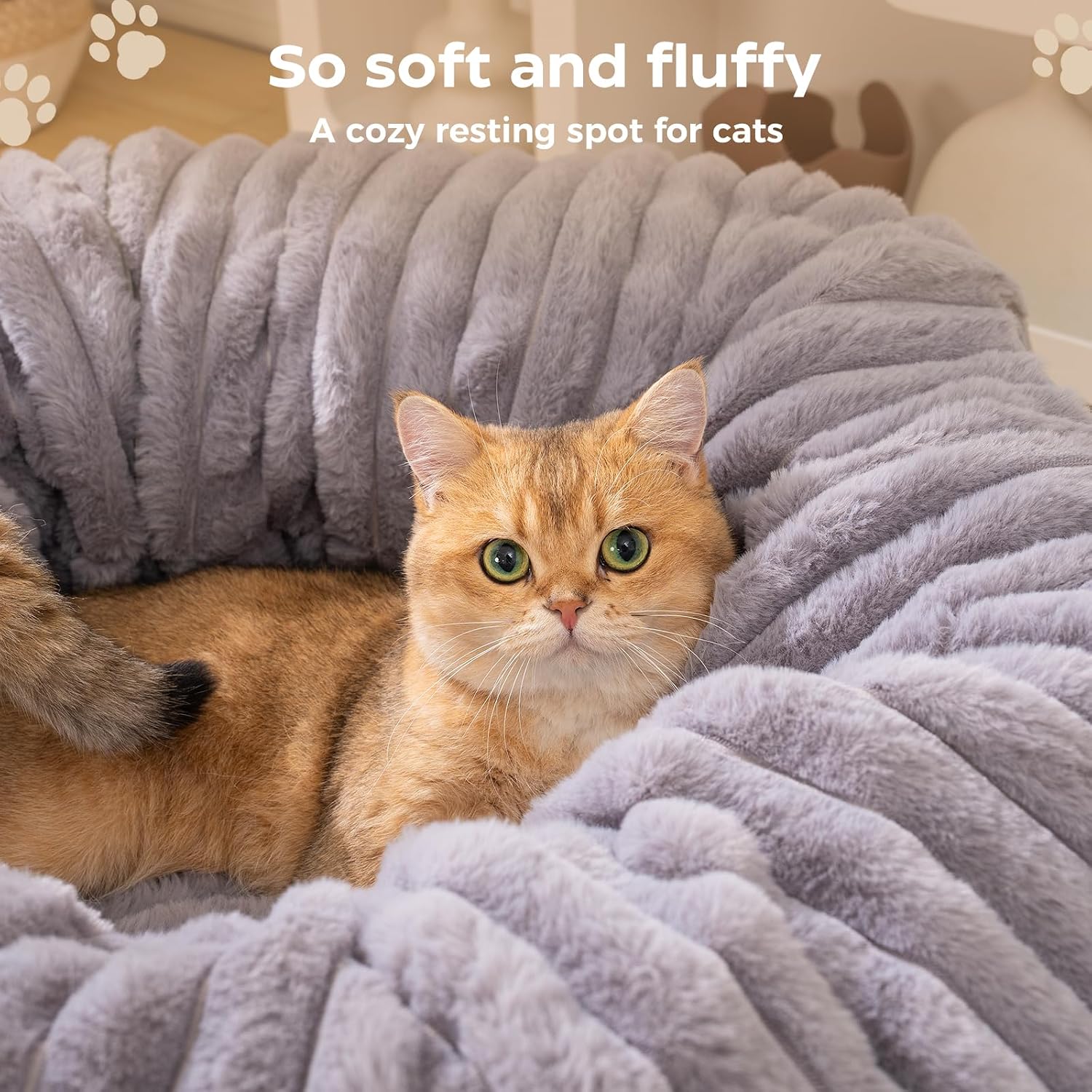 Detalle de Avont Cat Tunnel Bed: Plush Donut Tunnel for Indoor Cats