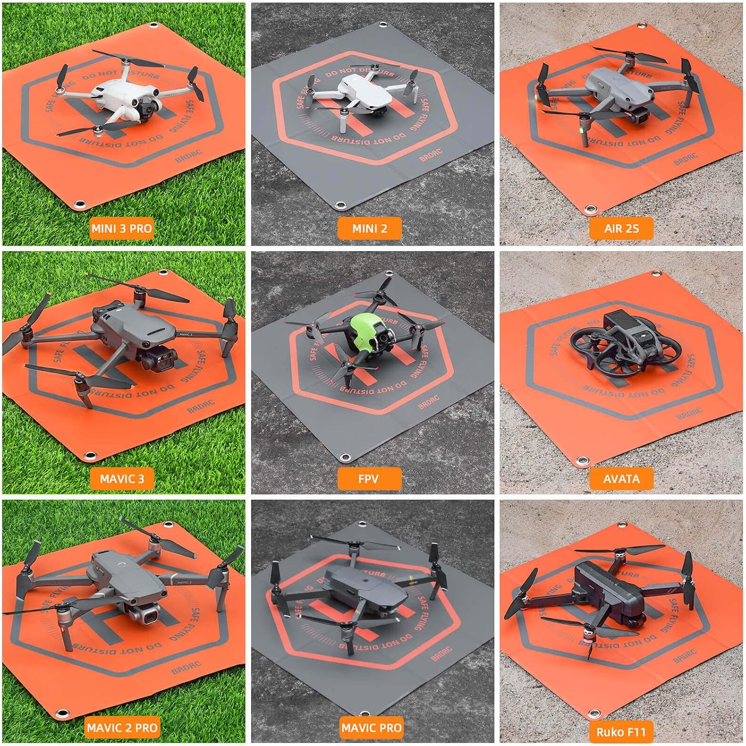 Thumbnail 6 de BRDRC 50 cm Drohnen-Landeplatz - faltbar, wetterfest und doppelseitig (Orange/Grau) kompatibel mit DJI Mini 4 Pro, Air 3, Mavic 3, FPV u. a.