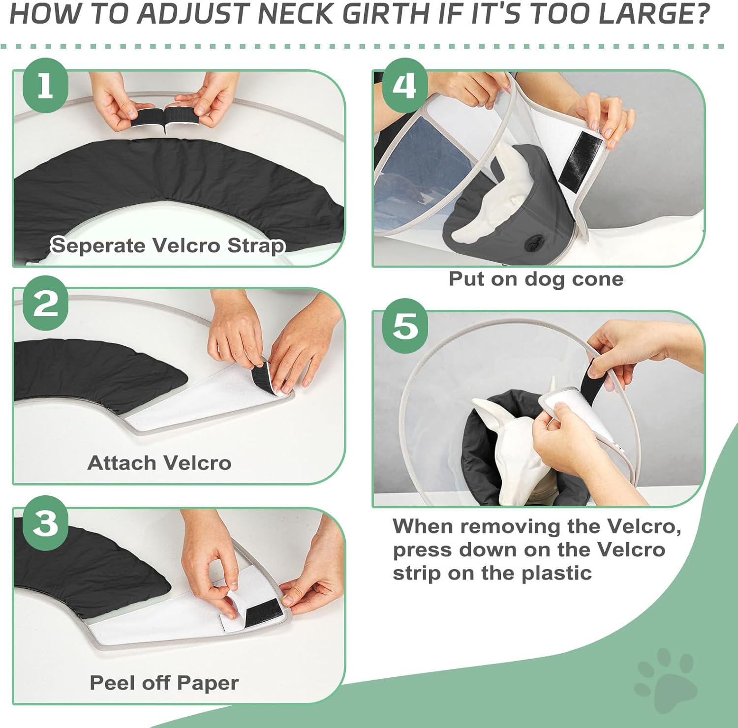 Thumbnail 6 de Supet Soft-Pad Cone Collar for Dogs (XS) – Clear Elizabethan Recovery Cone with Adjustable Fit