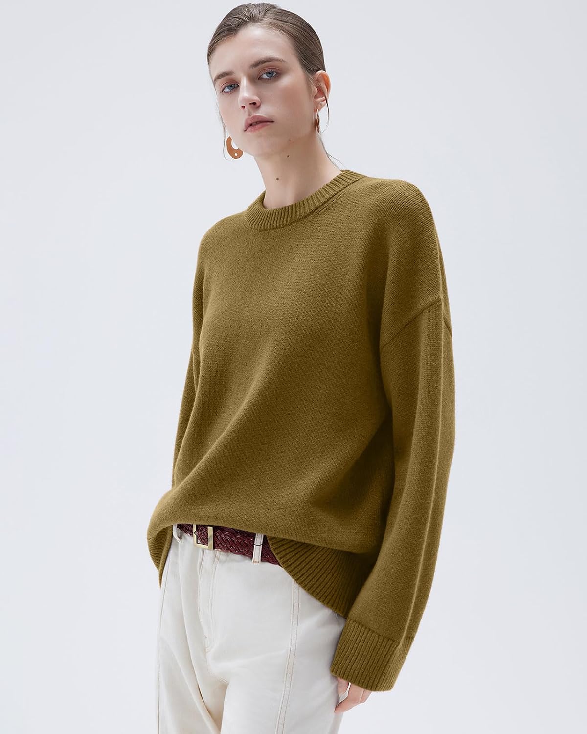 Detalle 2 de SUUKSESS Women’s Cashmere-Blend Oversized Sweater, 15% Cashmere, Crew Neck