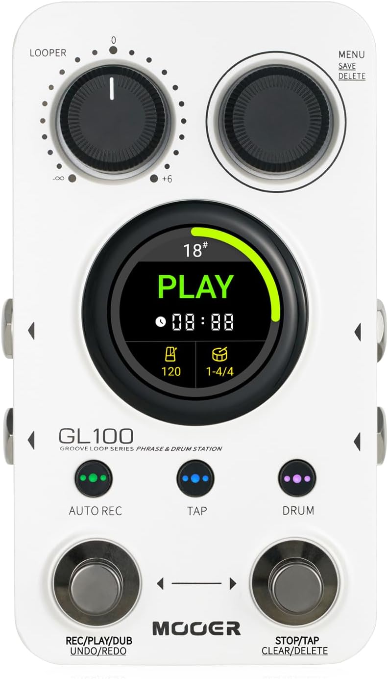 Detalle de MOOER GL100 Looper Pedal and Drum Machine with 220 Patterns and Touchscreen