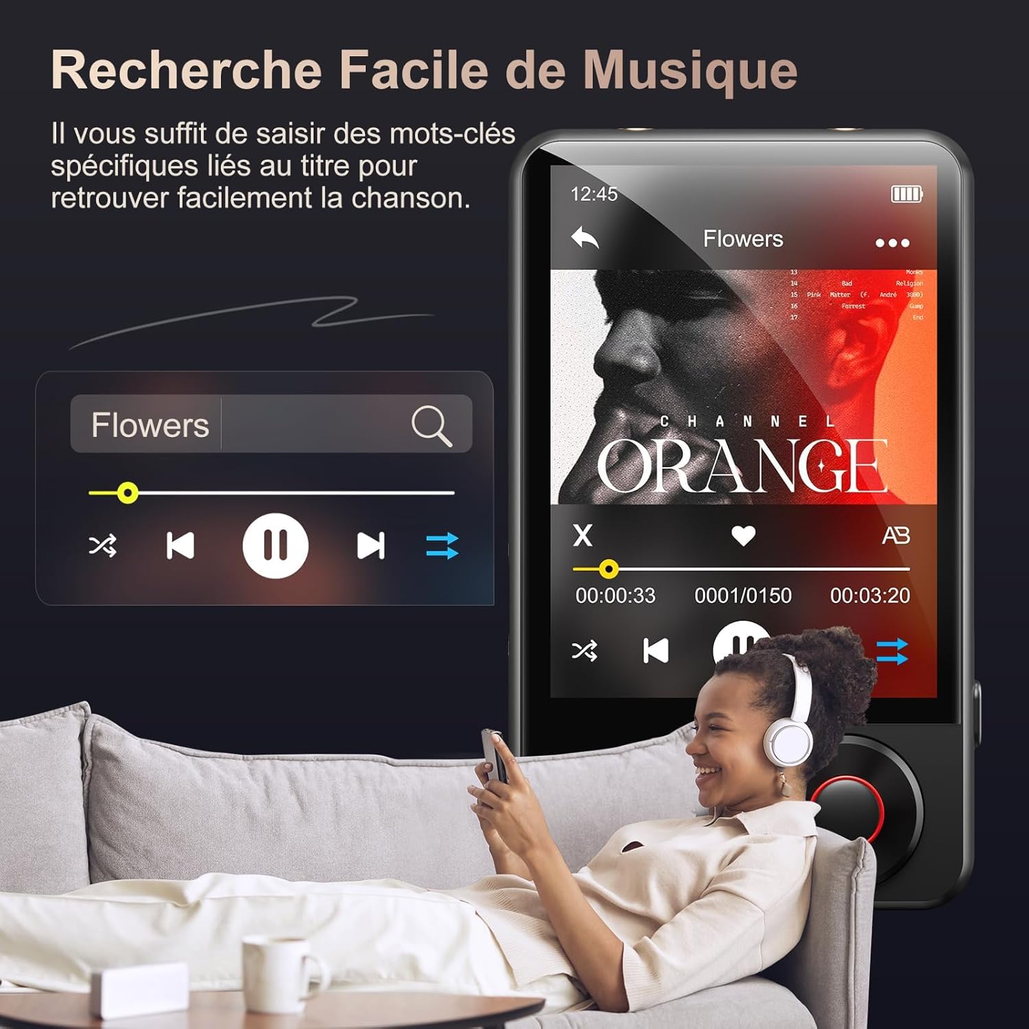 Thumbnail 6 de MECHEN Lecteur MP3 Bluetooth 128 Go – Écran tactile 2,4", USB-C, FM, Enregistrement et plus