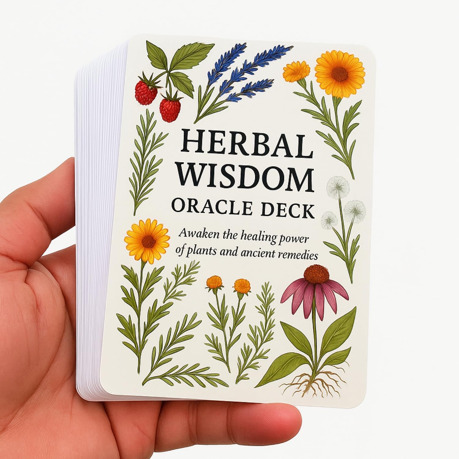 Detalle de ZHQGYN Herbal Whisper Oracleカード ハーブのメッセージを楽しむ46枚セット、8×12cm