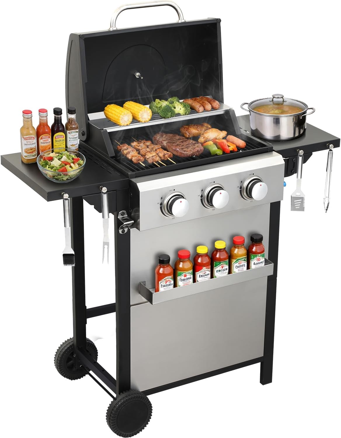Detalle de IdeaMaxx propane grill, 322 sq. in. cooking area
