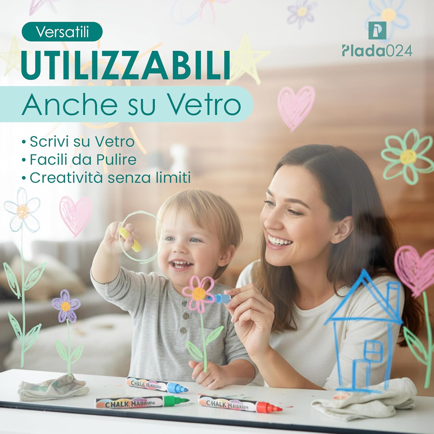 Detalle de Pennarelli Lavagna Bianca Cancellabile – Set 8 Colori con Punta Reversibile da 6 mm per Lavagne Magnetiche e Whiteboard