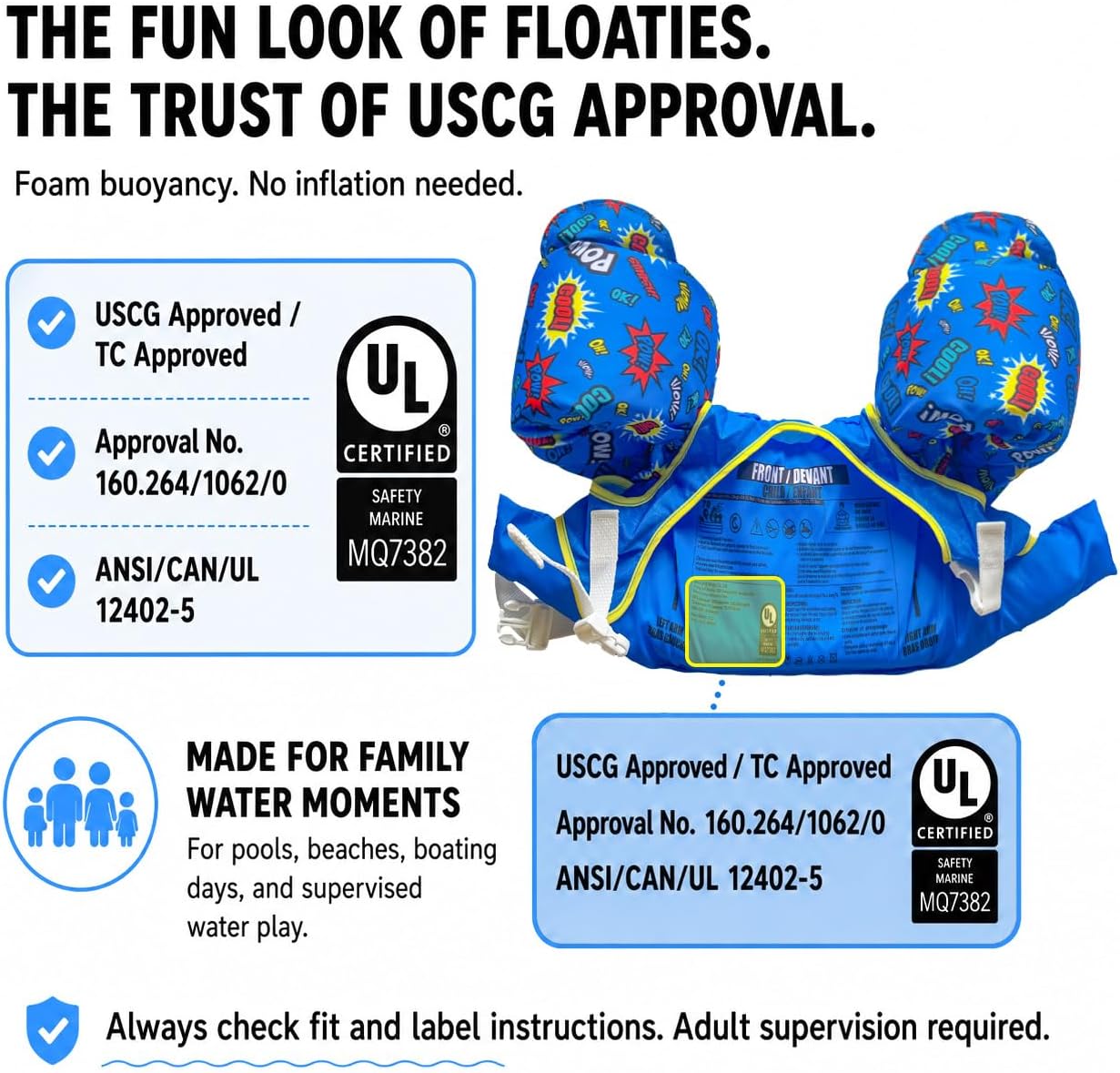 Thumbnail 6 de Dark Lightning USCG-Approved Toddler Swim Vest (Ages 2–7) with Arm Floaties