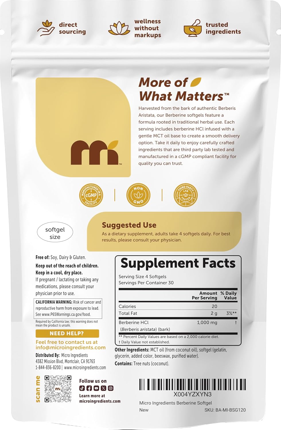 Thumbnail 5 de Micro Ingredients Berberine Softgels 1000mg