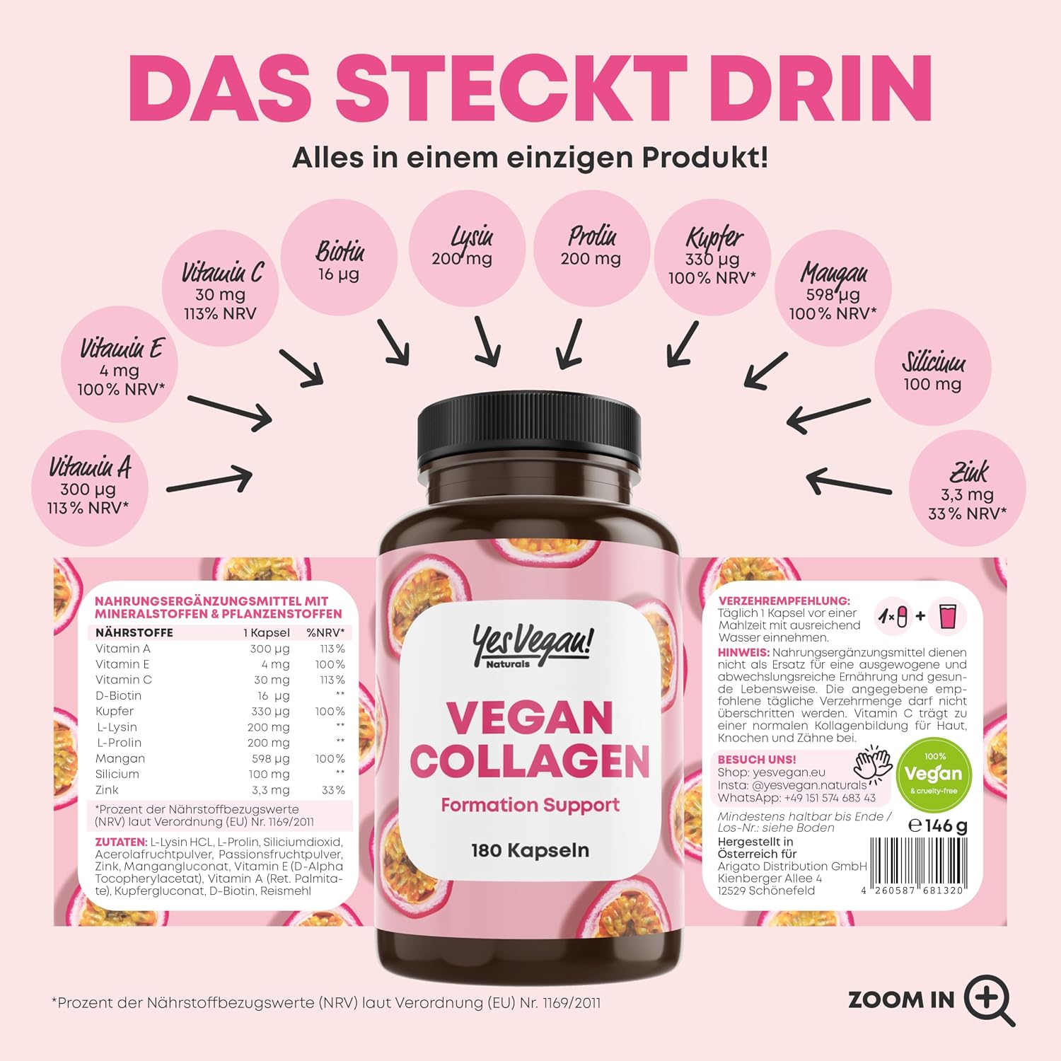 Thumbnail 1 de Vegan Collagen (180 Kapseln) mit Aminosäuren – vegane Alternative zu Kollagenpulver