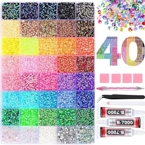Imagen de Bedazzling Kit with Glue 32000Pcs 40 Colours 3mm Resin Jelly Rhinestones by JulFunny en OfertitasTOP
