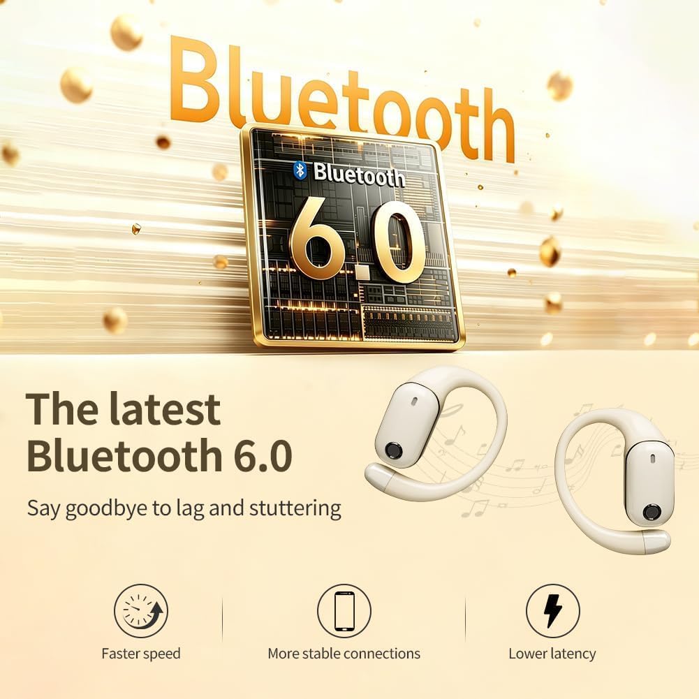 Detalle de Cuffie Bluetooth Open-Ear: audio Hi‑Fi, IPX6 e 40 ore di riproduzione per corsa e allenamento