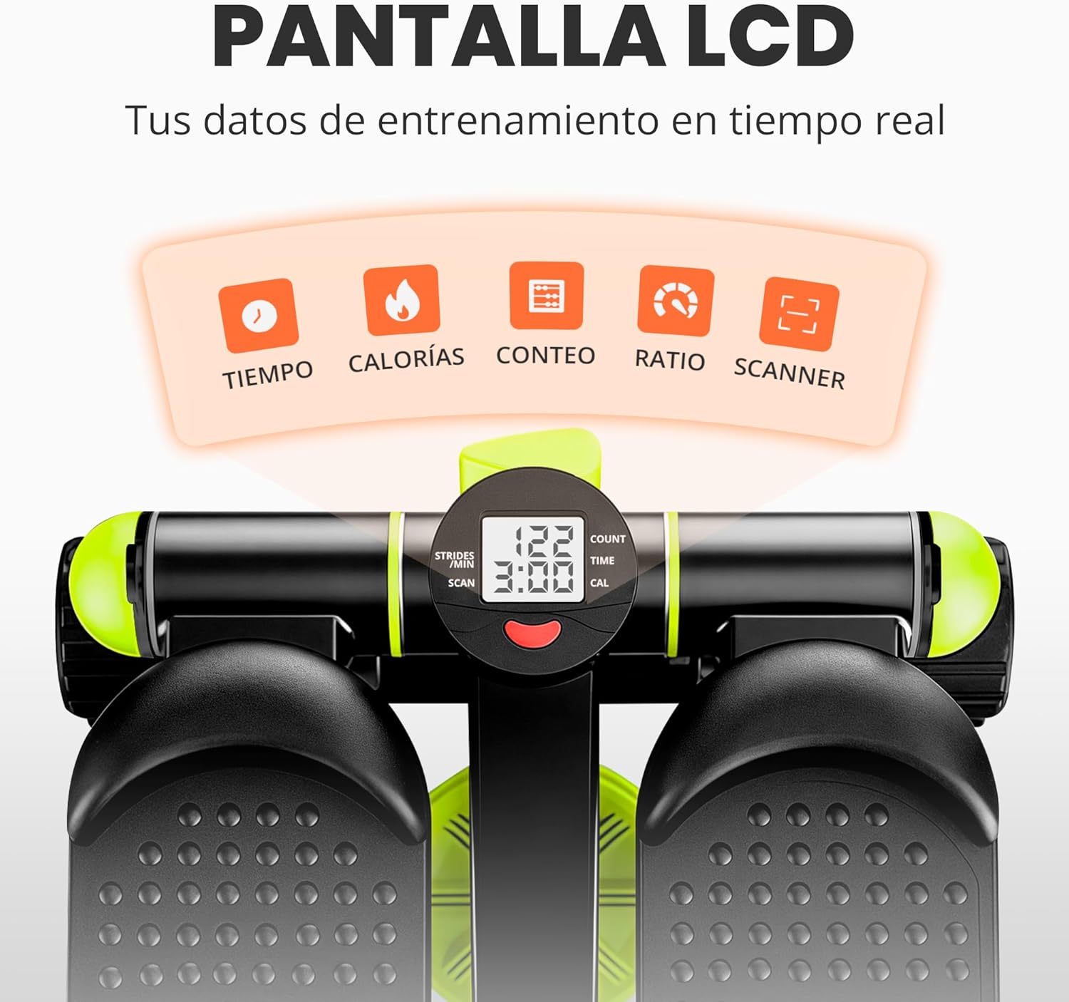 Thumbnail 4 de JUPPLIES Mini Stepper con Bandas Elásticas: Entrenamiento en Casa con Resistencia Ajustable y Pantalla LCD