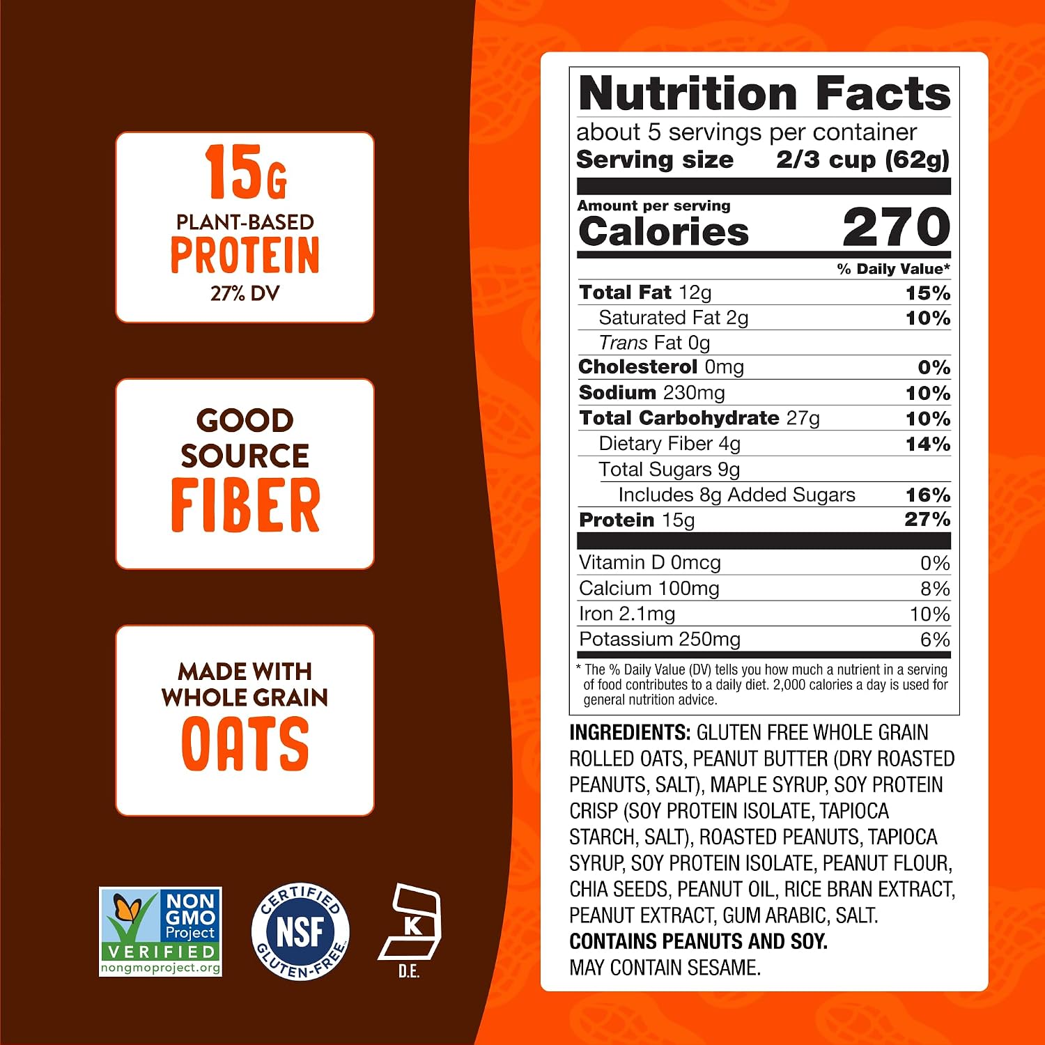 Detalle de PBfit Protein Granola, Peanut Butter Crunch, 15g Plant Protein, 11 Oz