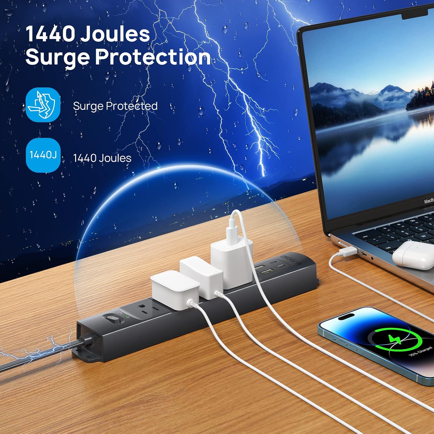 Detalle de TROND Power Bar with 2 USB-C Ports