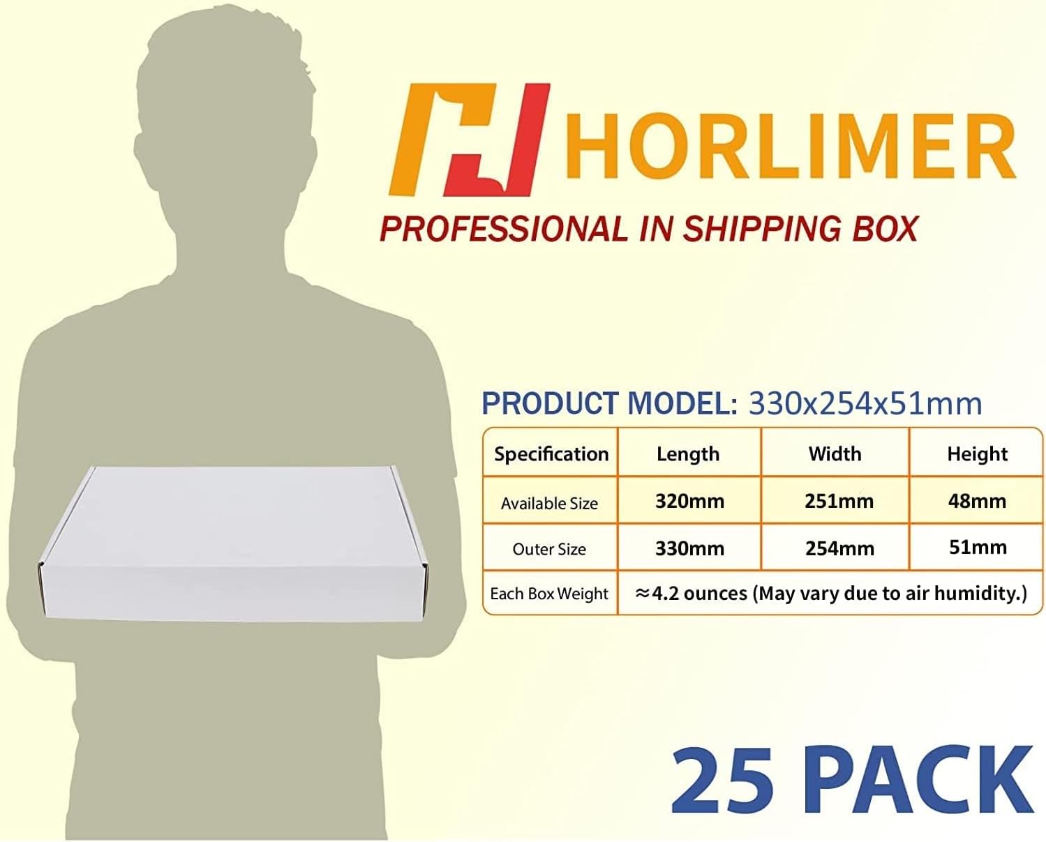 Thumbnail 2 de Horlimer 25 Pack Shipping Boxes (13 x 10 x 2 inches) White Corrugated Cardboard Mail Boxes