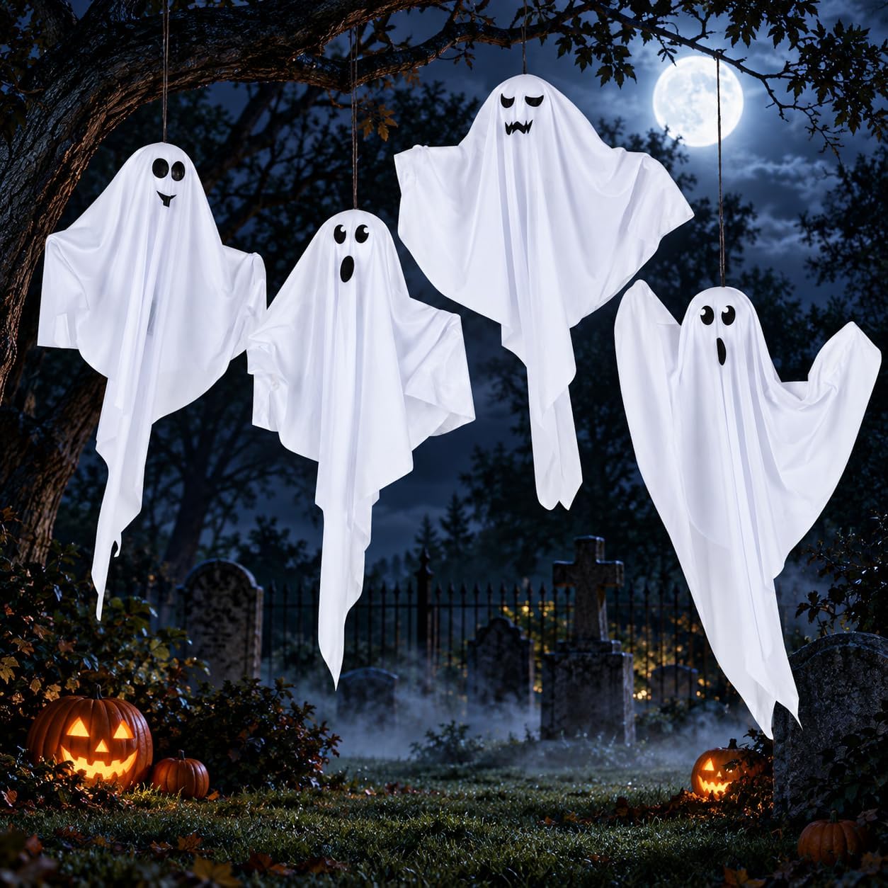 Detalle de Kiddokids Hanging Halloween Ghosts, 27.5-Inch