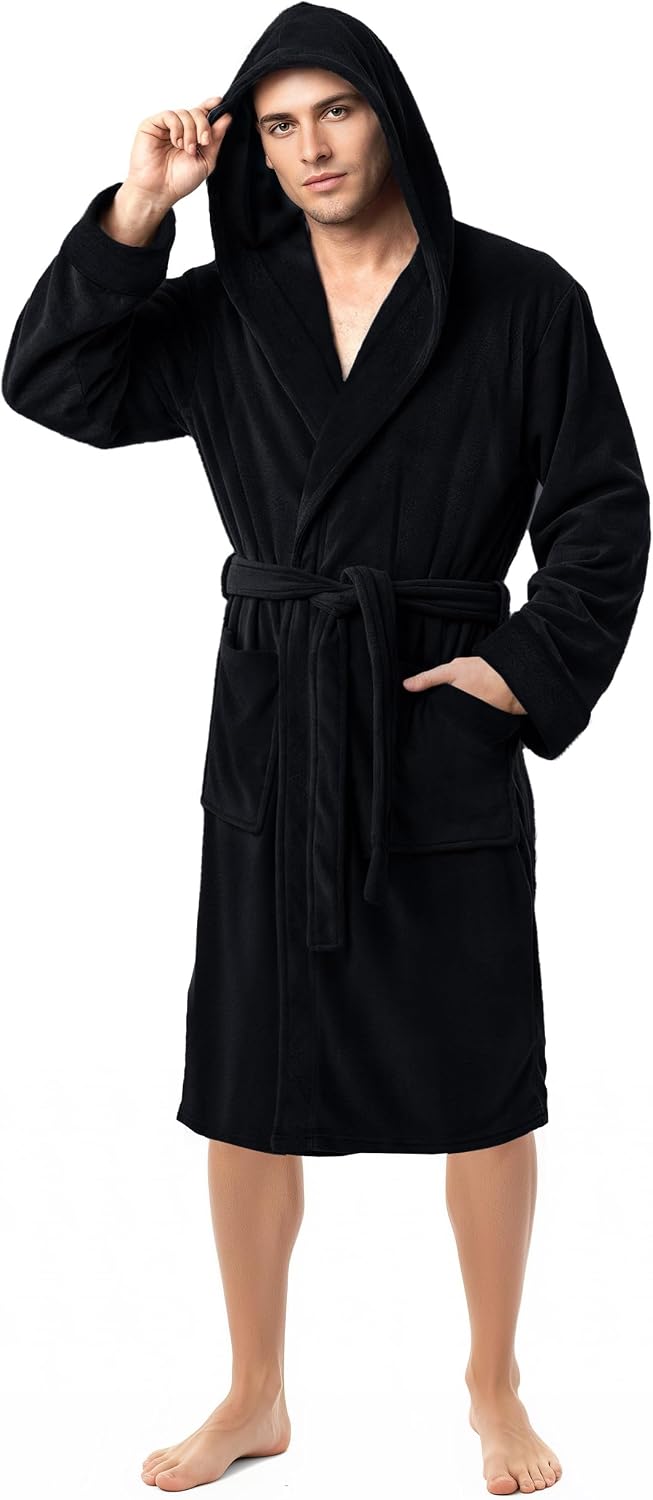 Detalle de NY Threads EU0616 Hooded Plush Fleece Robe with Adjustable Belt and Pockets